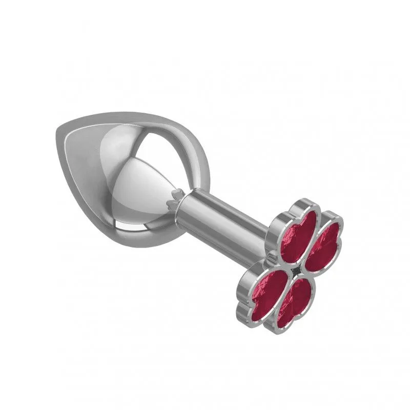 анальная втулка silver средняя c малиновым кристаллом "клевер" в Краснодаре