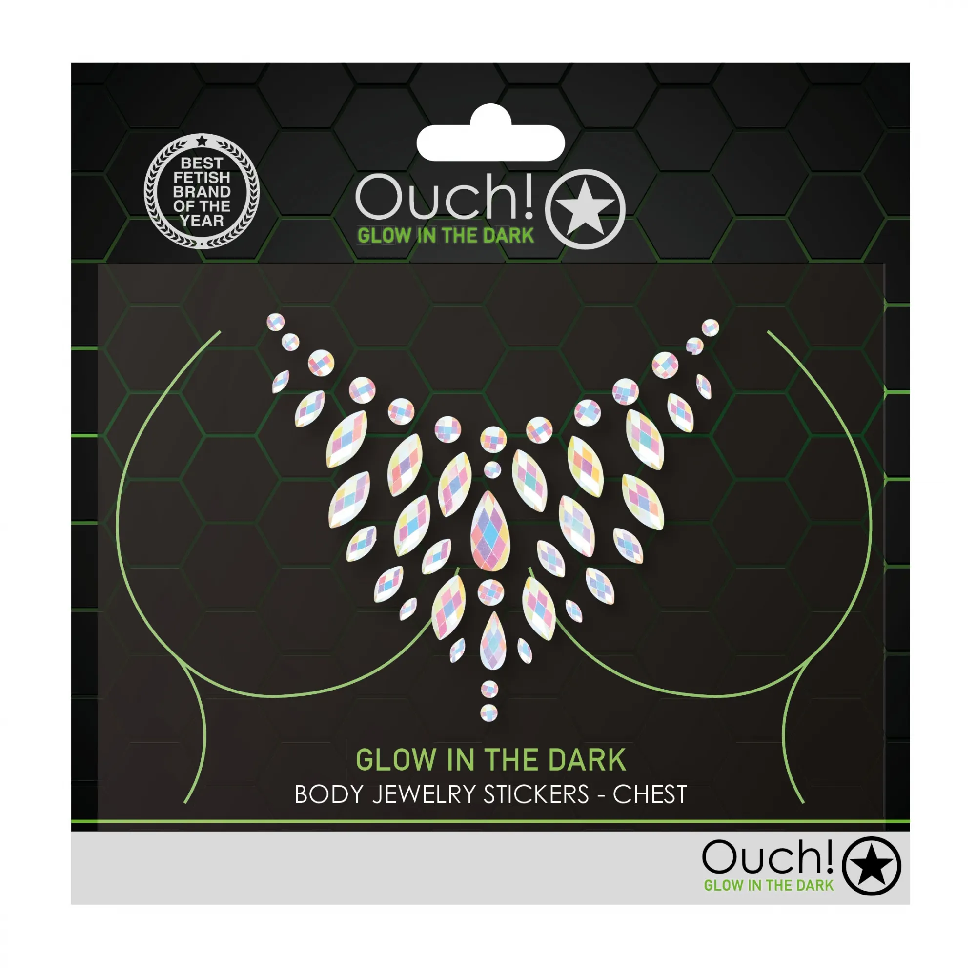 Декоративное украшение (камни) на клеевой основе Body Jewelry Stickers - Chest - Glow in the Dark -