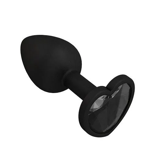 пробка силиконовая черная с черным кристаллом сердце в Краснодаре