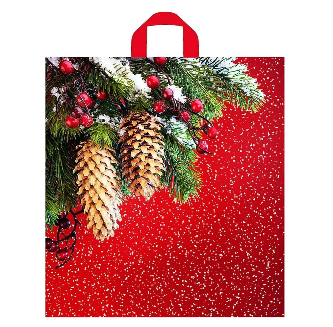 Пакет "Шишки на красном", полиэтиленовый