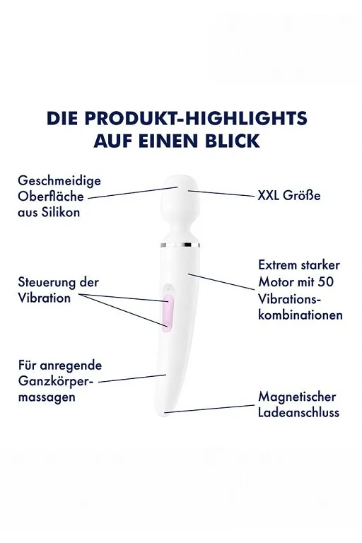 универсальный вибромассажер satisfyer wand-er woman (white/chrome) в Краснодаре