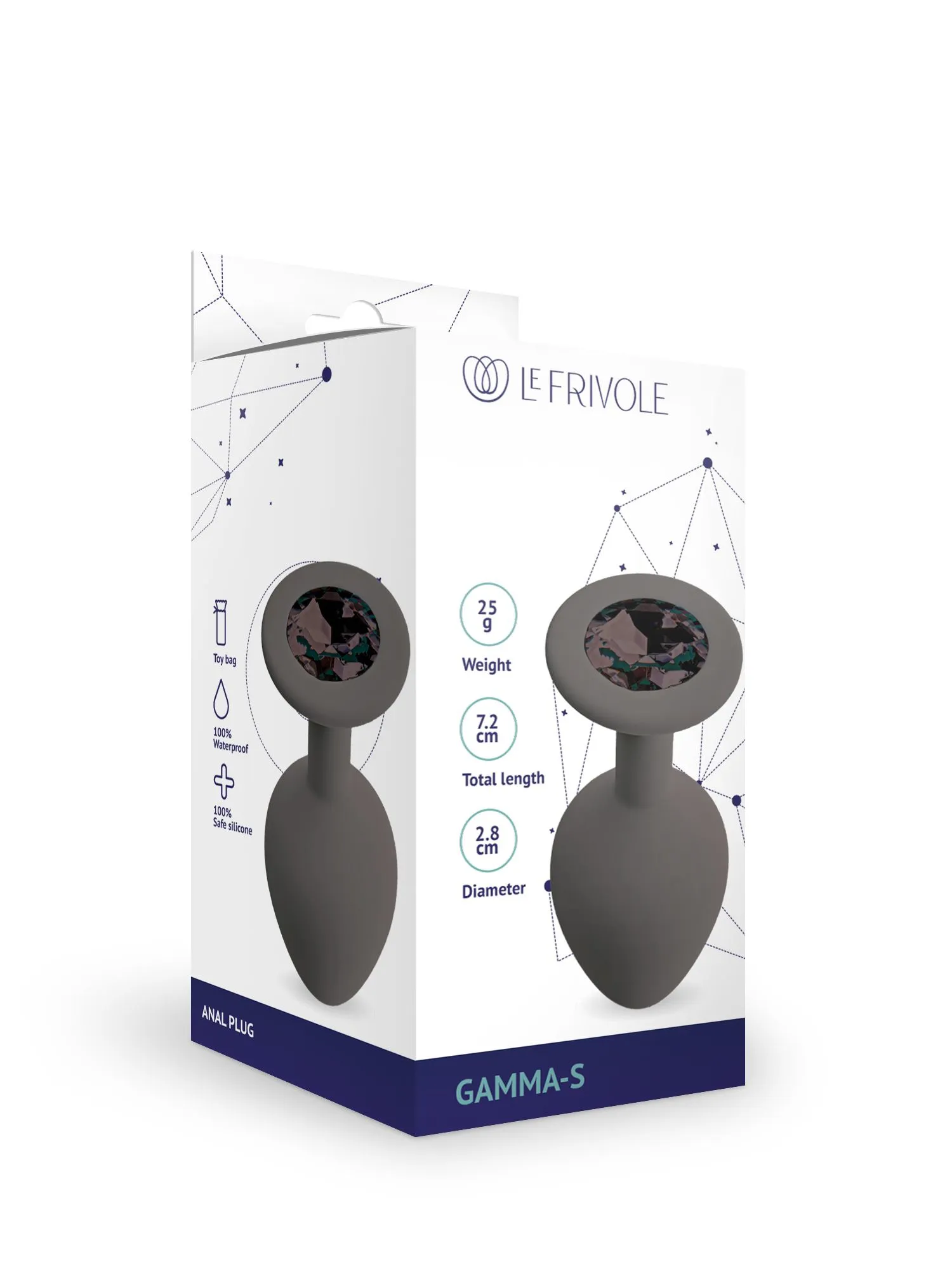 анальная пробка с черным кристаллом gamma s, графитовый в Краснодаре