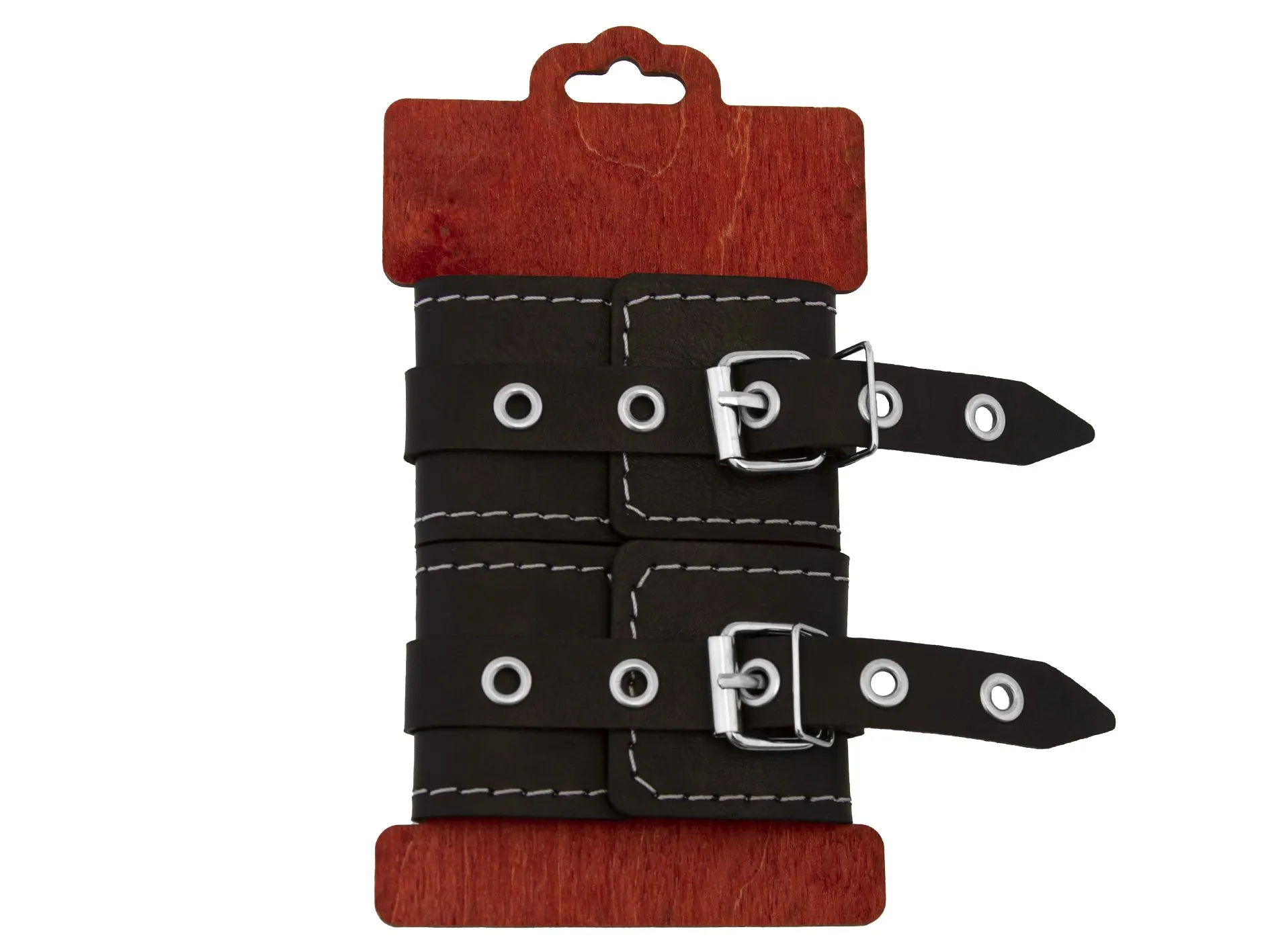 наручники декоративные pinkrabbit из натуральной кожи, с белой строчкой в Краснодаре