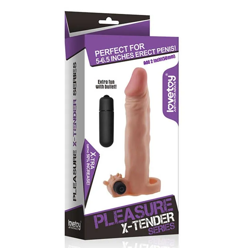 насадка на член lovetoy pleasure x-tender 7.5 inch, с вибрацией в Краснодаре