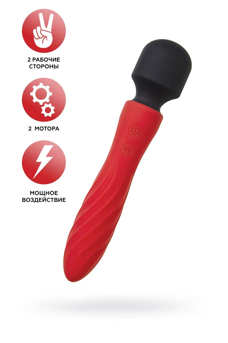 двусторонний вибромассажер black&red by toyfa, силикон, красный, 21 см в Краснодаре