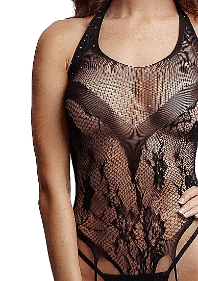 Эротическое боди со стразами  crotchless rhinestone halter teddy в Краснодаре