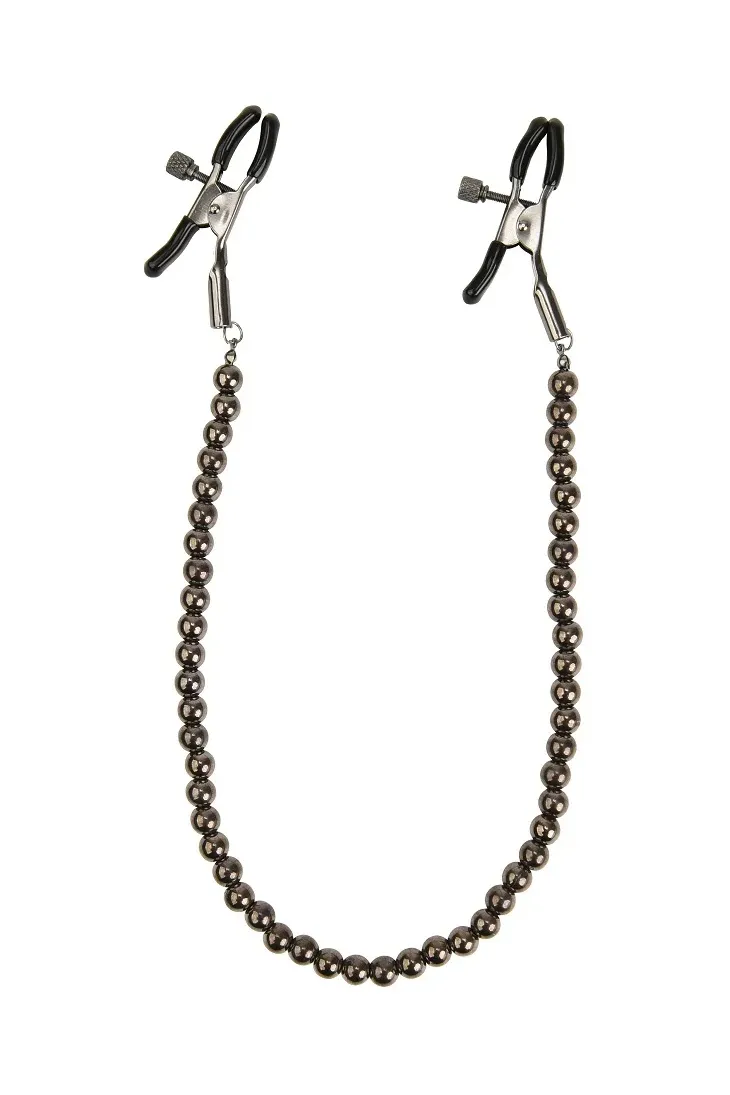 черные зажимы на соски с цепочкой из бусин в Краснодаре