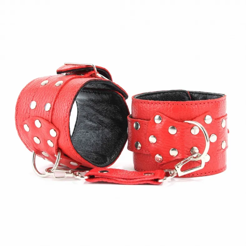 наручники из кожи красной 51014ars в Краснодаре