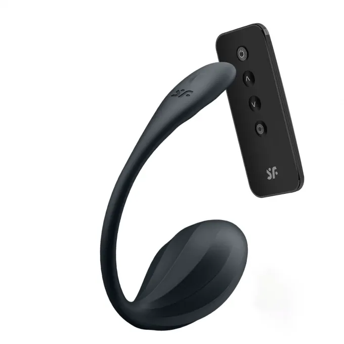 виброяйцо satisfyer ribbed petal connect app с пультом ду, черное, 7,8 см в Краснодаре