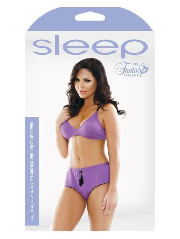 Эротическое комплект белья fantasy lingerie nina bralette & shorts, фиолетовый в Краснодаре