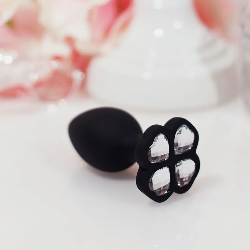 анальная пробка кристаллом regular lucky diamond, чёрная в Краснодаре