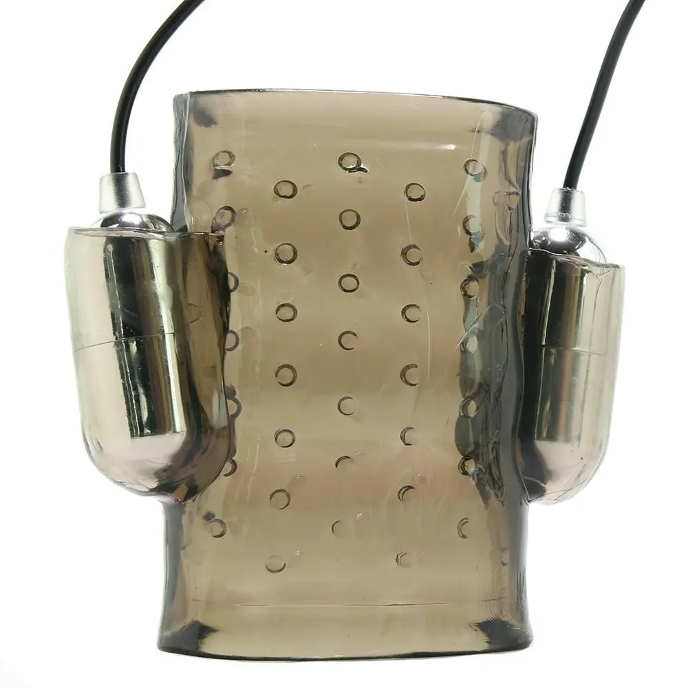 насадка с вибрацией pipedream dual vibrating penis sleeve, серая в Краснодаре