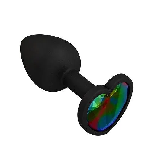 пробка силиконовая черная с разноцветным кристаллом сердце в Краснодаре