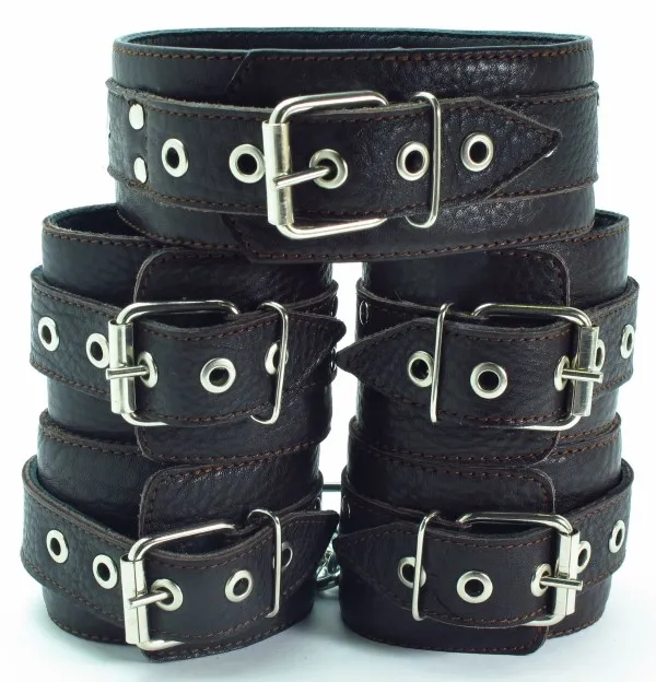 набор бдсм аксессуаров из коричневой кожи с мехом 53014ars в Краснодаре