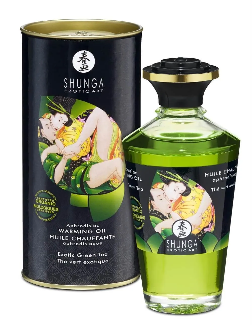 Масло съедобное Shunga Exotic green tea с афродизиаком, зелёный чай, 100 мл