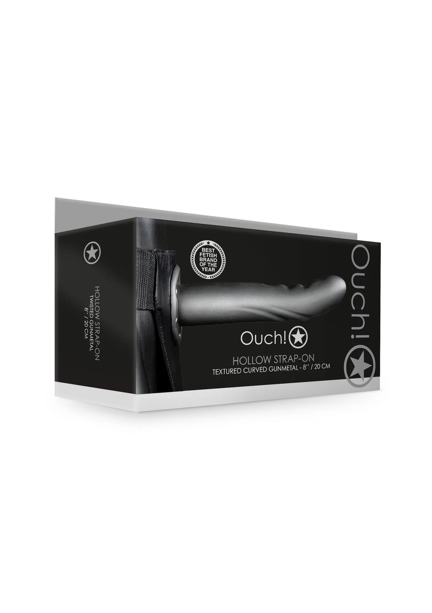 Страпон фаллопротез с ребристой подкрученной фактурой без мошонки - 8'' / 20 см