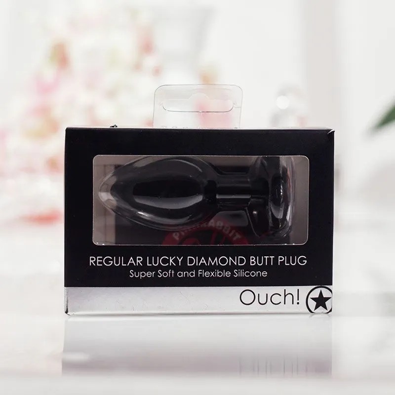 анальная пробка кристаллом regular lucky diamond, чёрная в Краснодаре