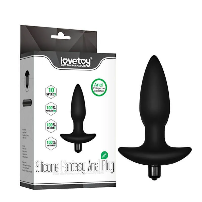 анальная пробка lovetoy silicone fantasy anal plug, с вибрацией, чёрная в Краснодаре