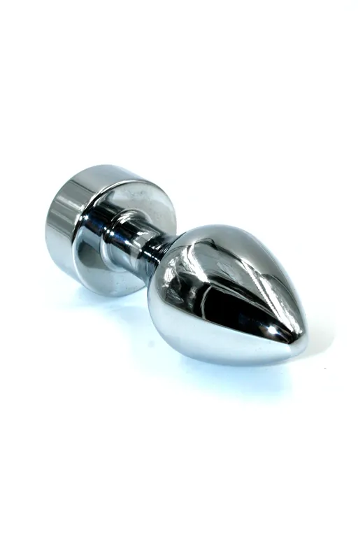 серебряная анальная пробка с объемным темно-зеленым кристаллом (small) в Краснодаре