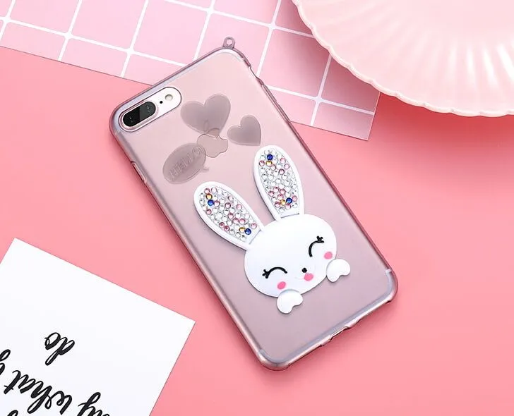 чехол зайчик со стразами на iphone 6-6s, серый в Краснодаре