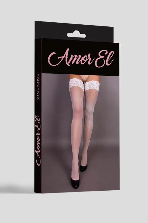 Эротическое чулки в мелкую сетку rosa roja s/l белые в Краснодаре