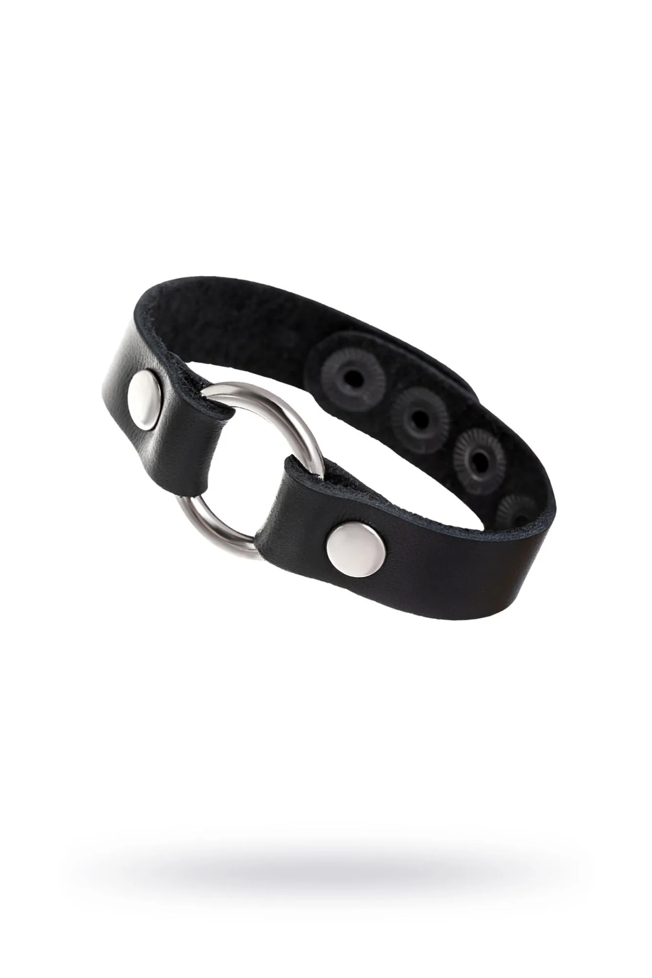 Браслет Штучки-Дрючки с кольцом, кожанный, черный