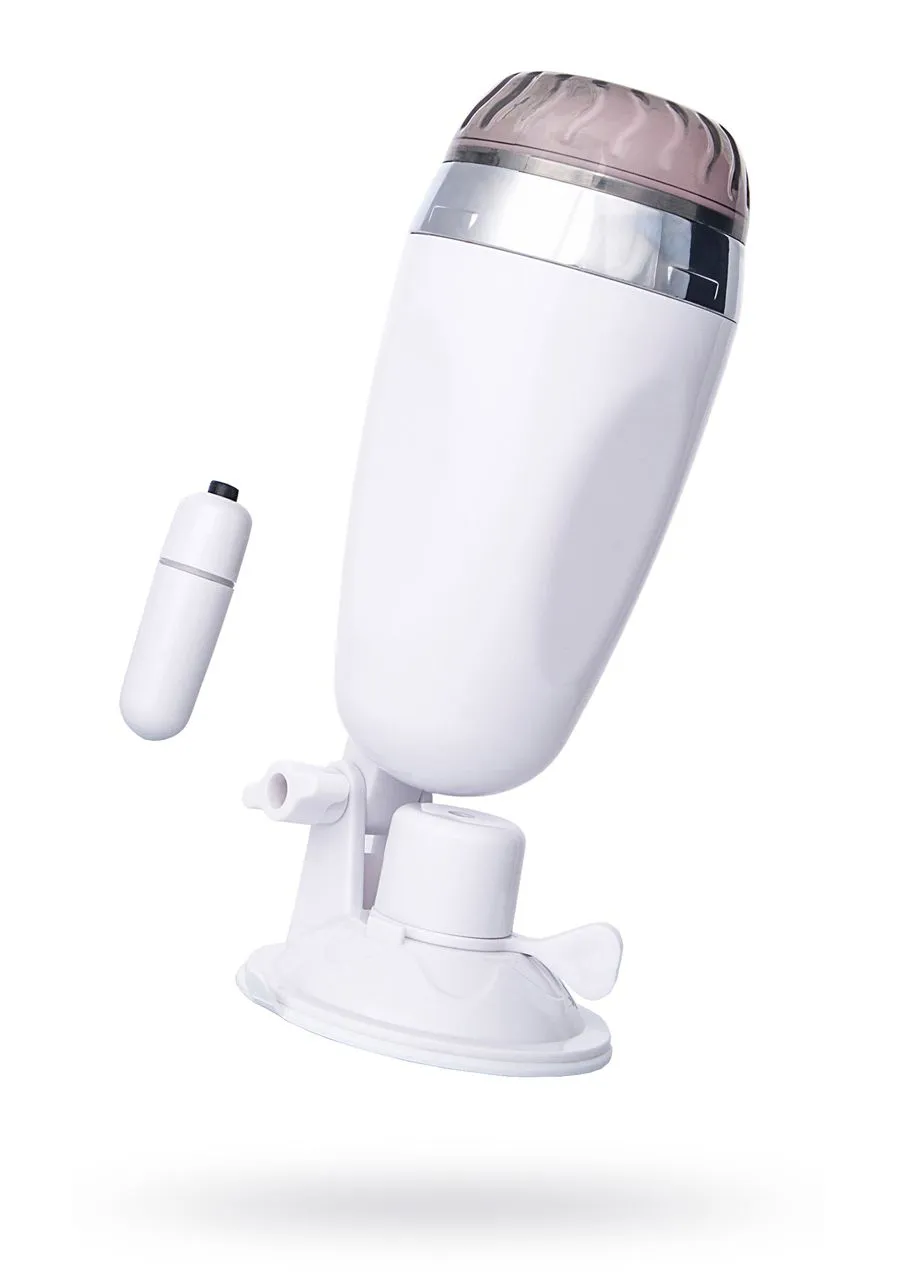 реалистичный мастурбатор на присоске, с вибропулей, tpr, белый, 21 см (в пакете) в Краснодаре