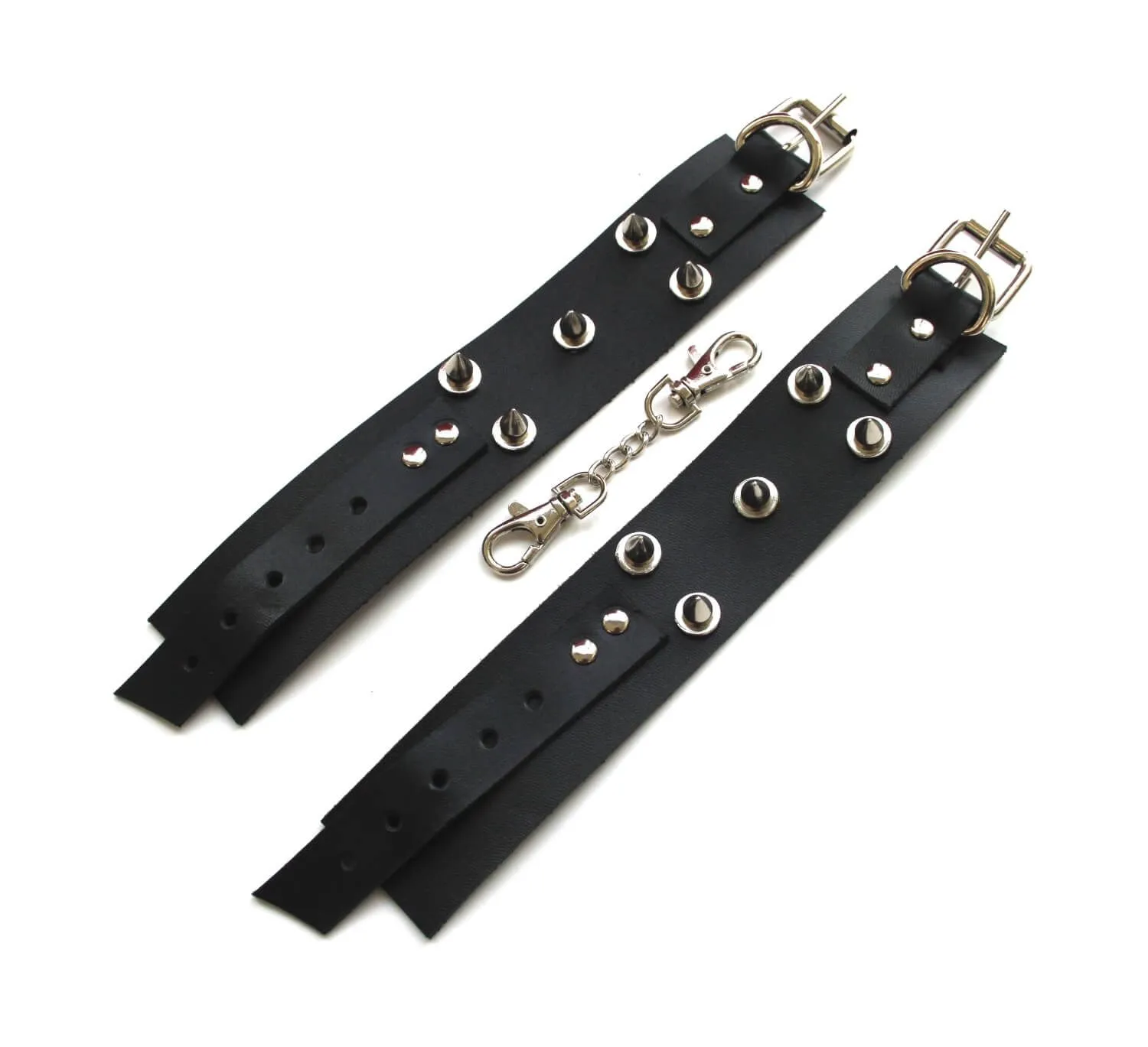 наручники декоративные кожаные pinkrabbit c шипами, черные в Краснодаре