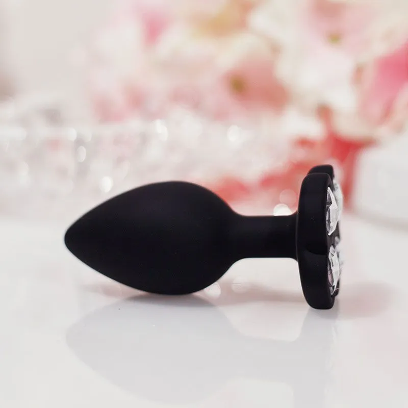 анальная пробка кристаллом regular lucky diamond, чёрная в Краснодаре