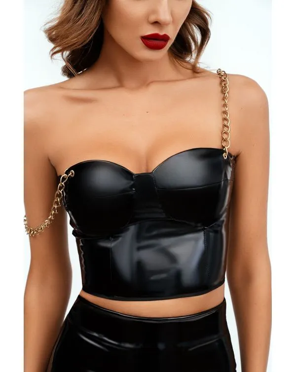 Эротическое лакированный топ с цепями в Краснодаре