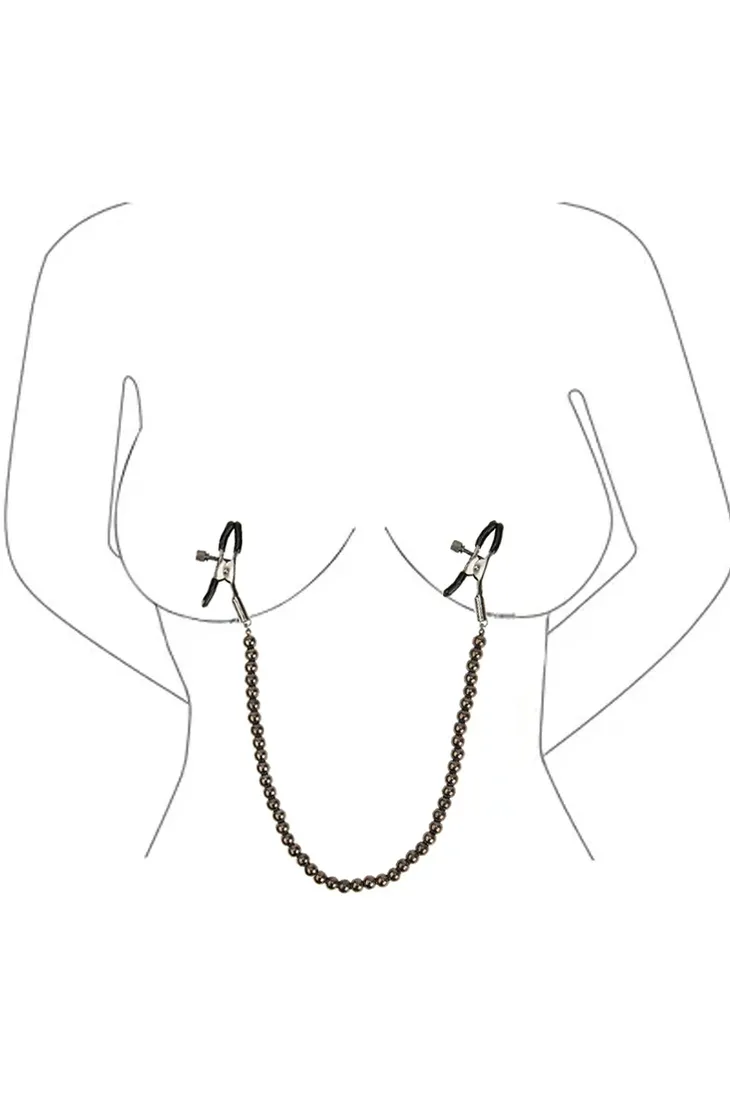 черные зажимы на соски с цепочкой из бусин в Краснодаре