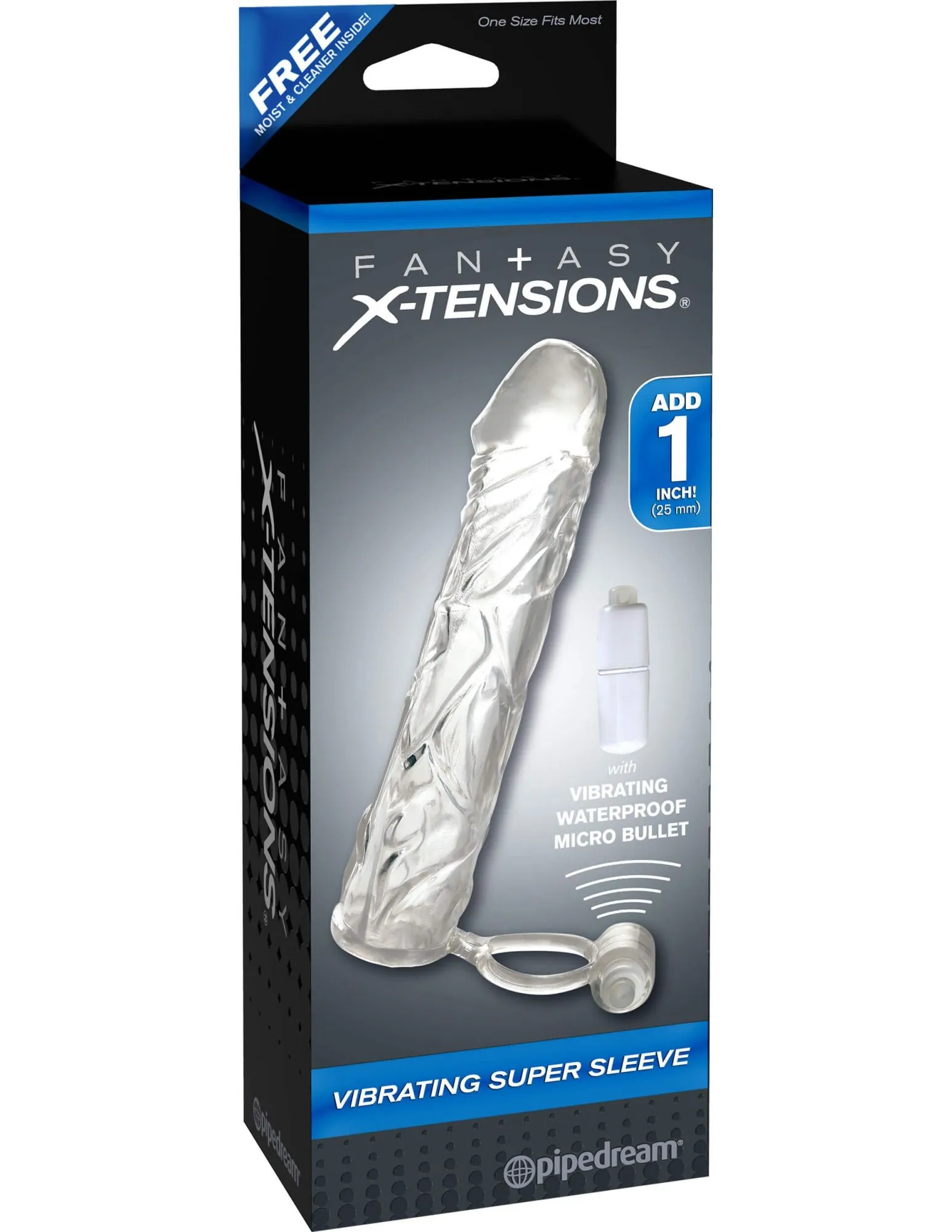 насадка удлиняющая pipedream vibrating super sleeve, прозрачная в Краснодаре