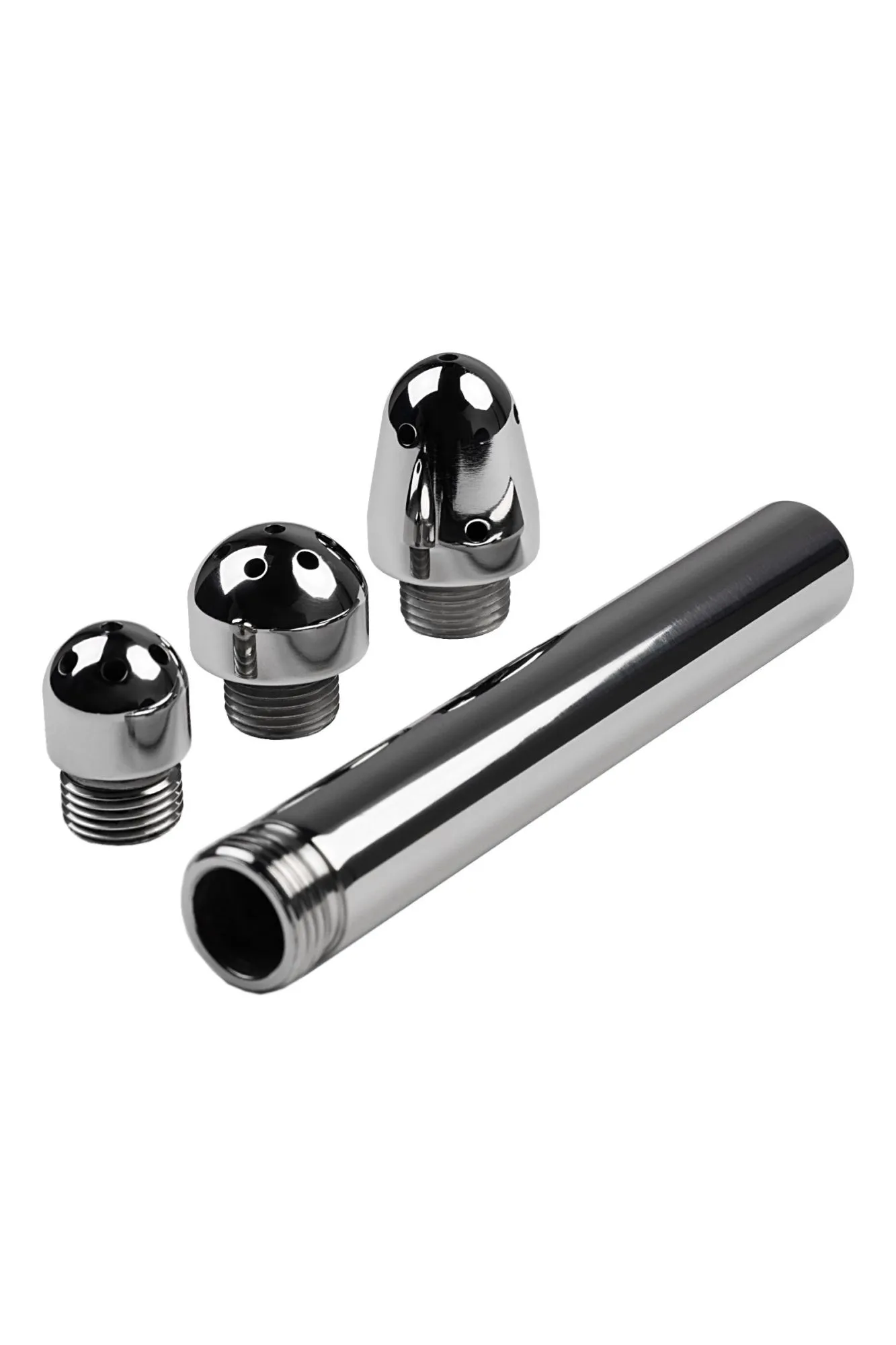 анальный душ с тремя насадками metal by toyfa, металл, серебряный, 13 см в Краснодаре