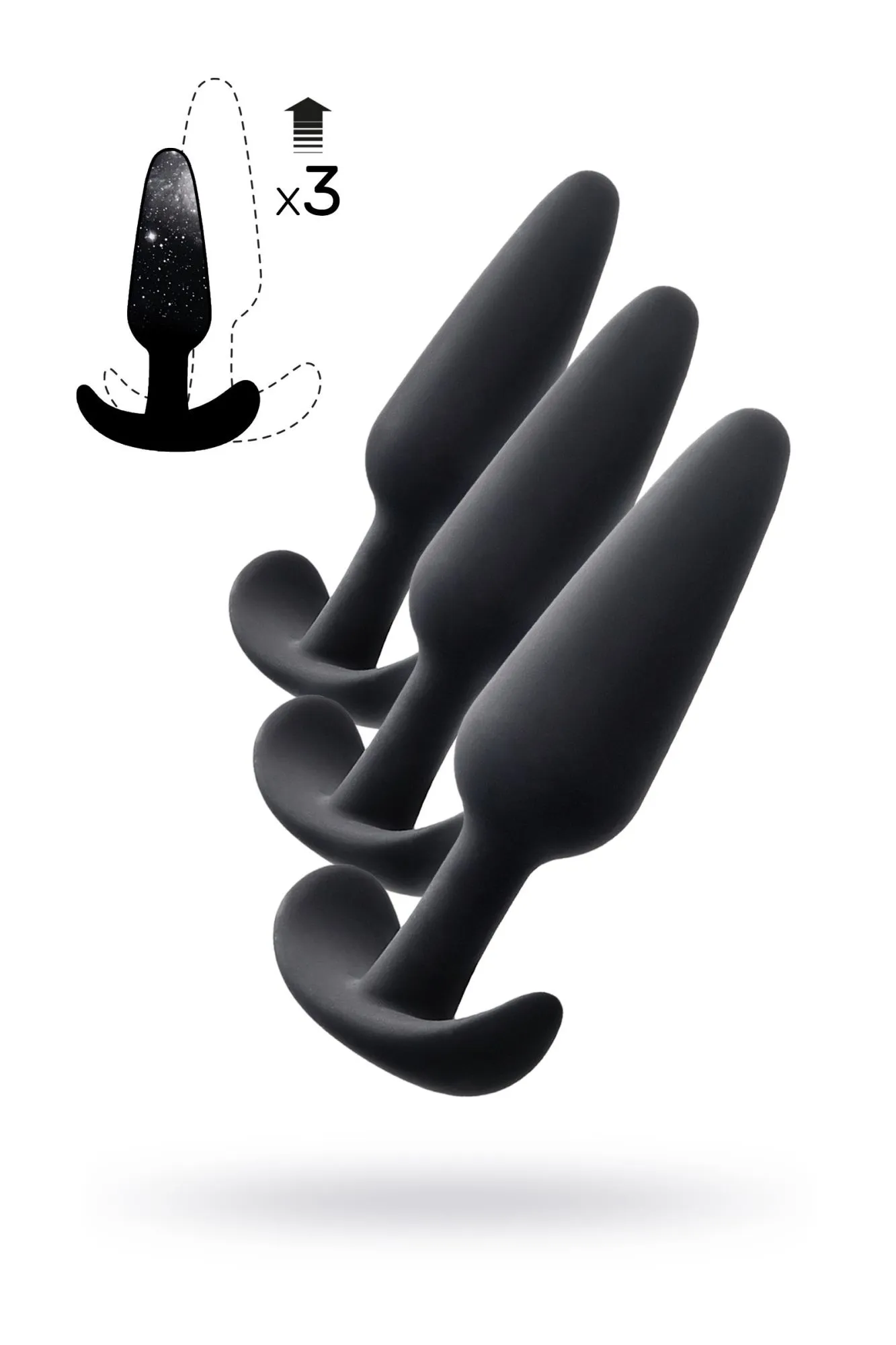 набор анальных втулок toyfa popo pleasure eridani, силикон, черный, 3 шт. в Краснодаре