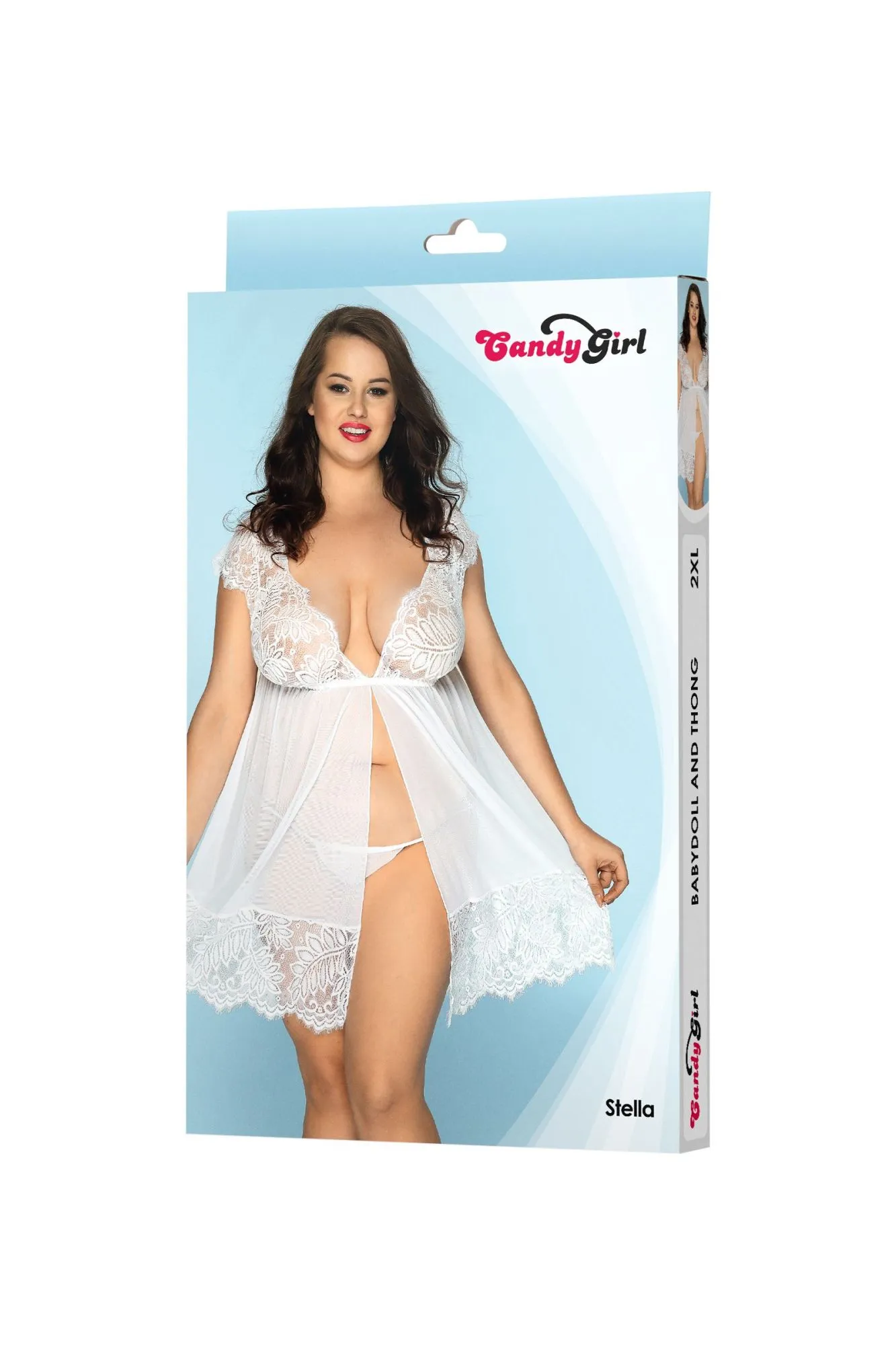 Эротическое комбинация и стринги candy girl stella белые, 2xl в Краснодаре