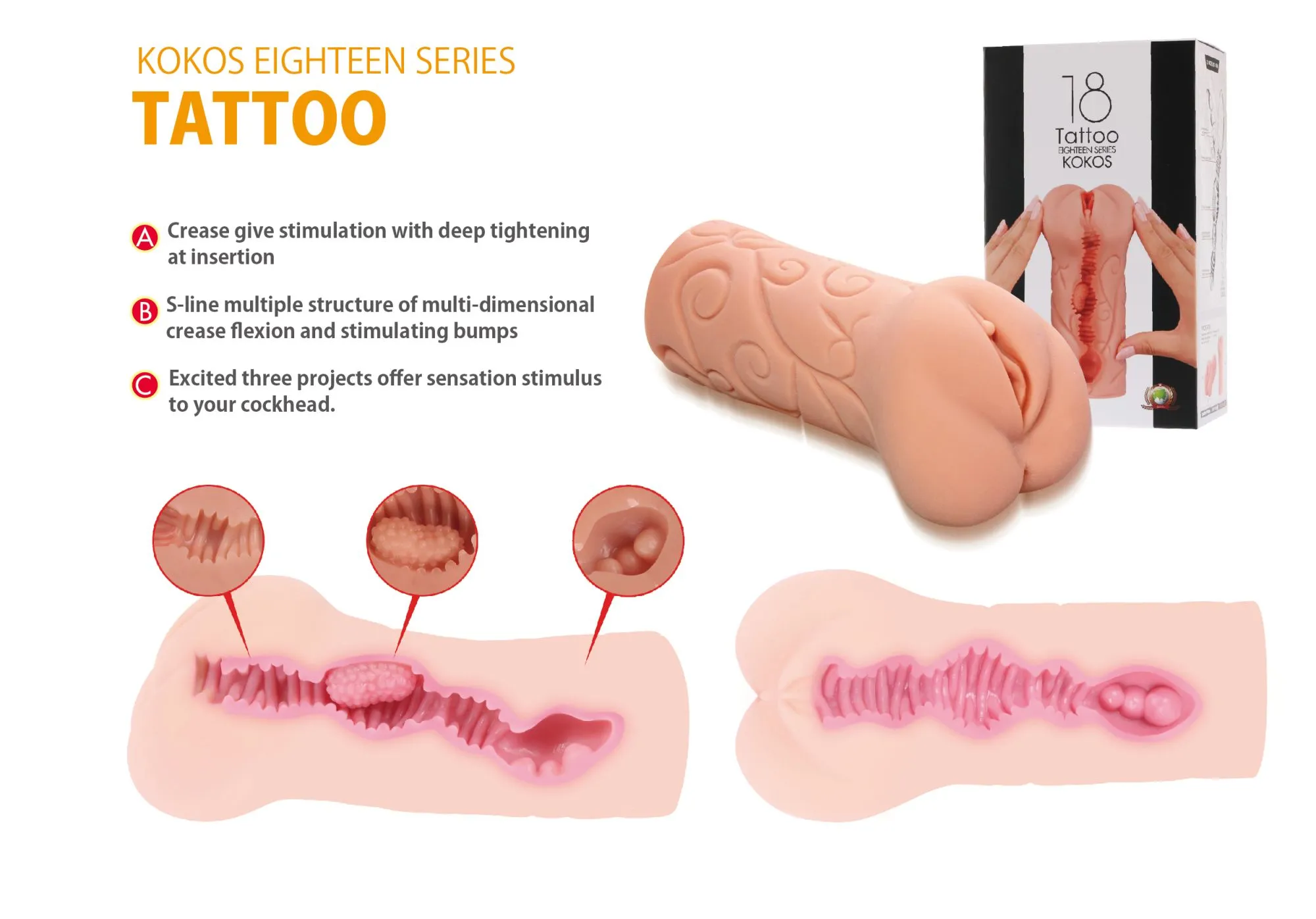 мастурбатор tattoo двойной слой телесный kokos m03-001-06d в Краснодаре