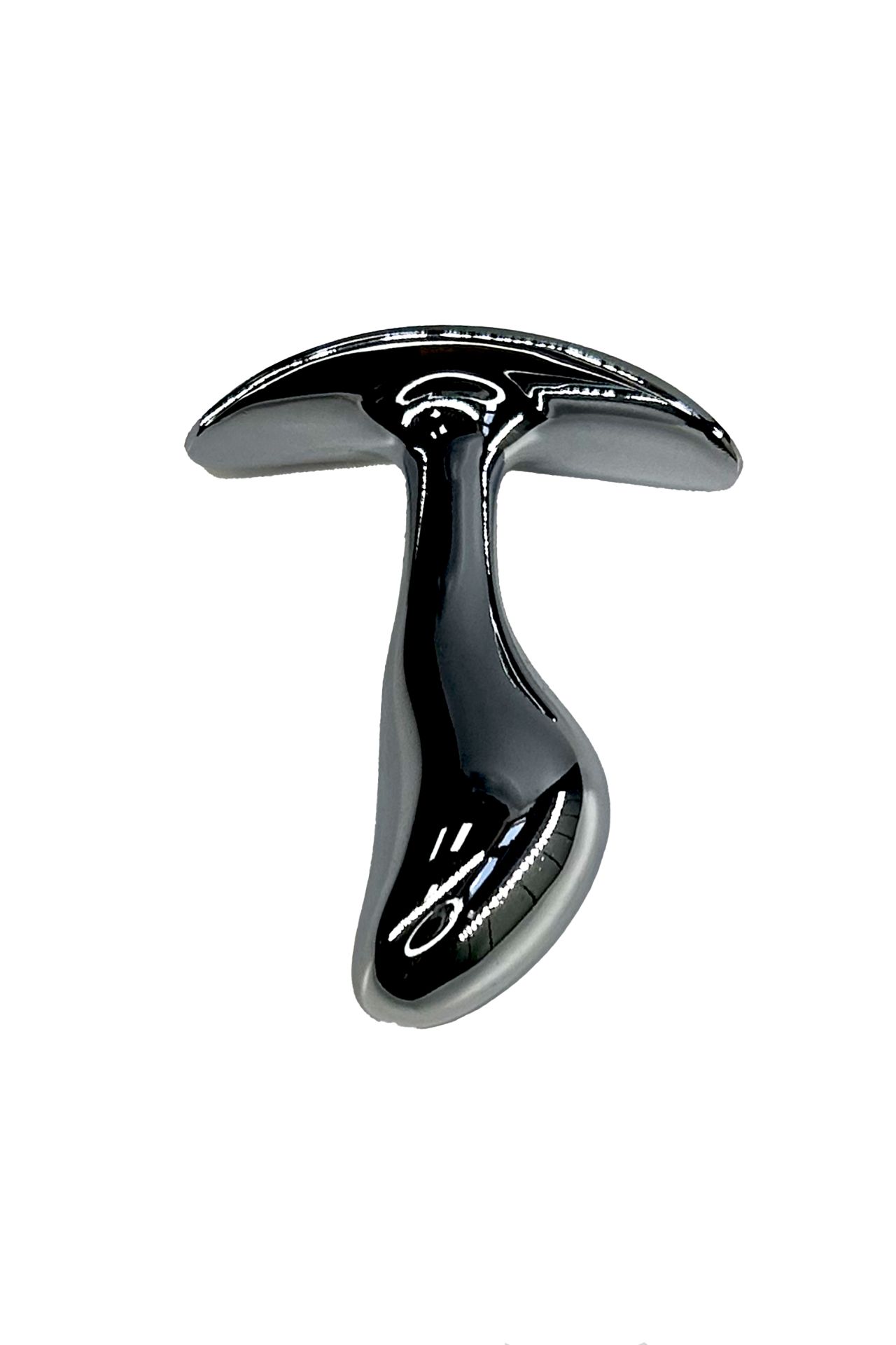 серебристая изогнутая анальная пробка для ношения c красным кристаллом (small) в Краснодаре