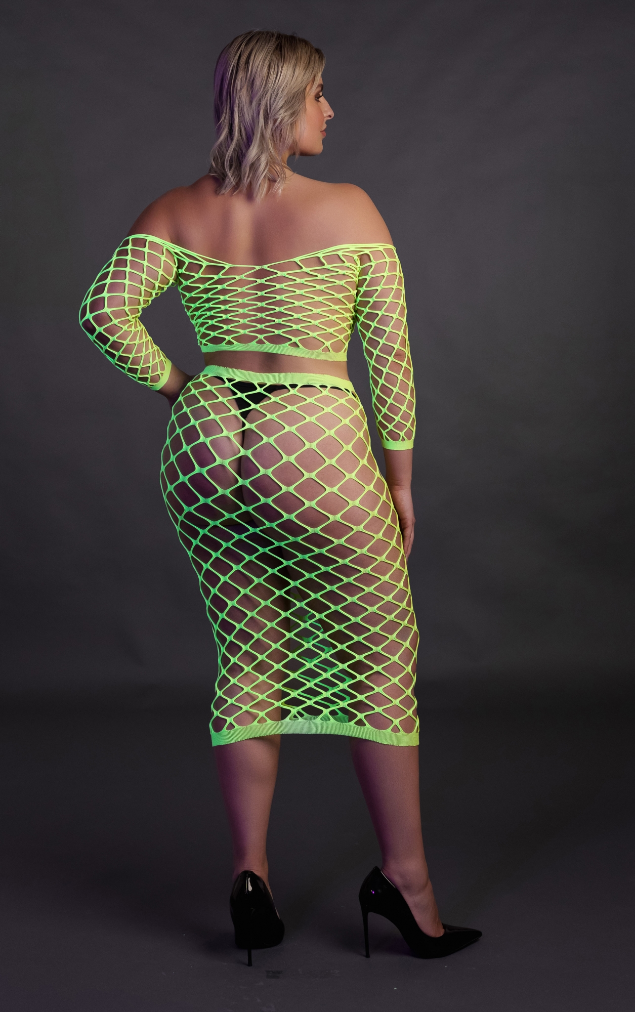 Эротическое топ с нижней юбкой long sleeve crop top and long skirt - green - xl/xxxxl в Краснодаре
