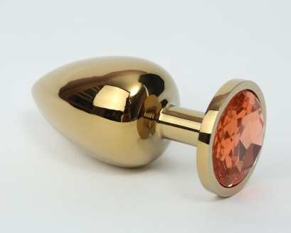 анальная пробка металл 4х9,5 золото желтый страз 47059-2mm в Краснодаре