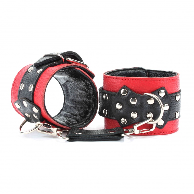 поножи  из кожи красно-черные 56004ars в Краснодаре