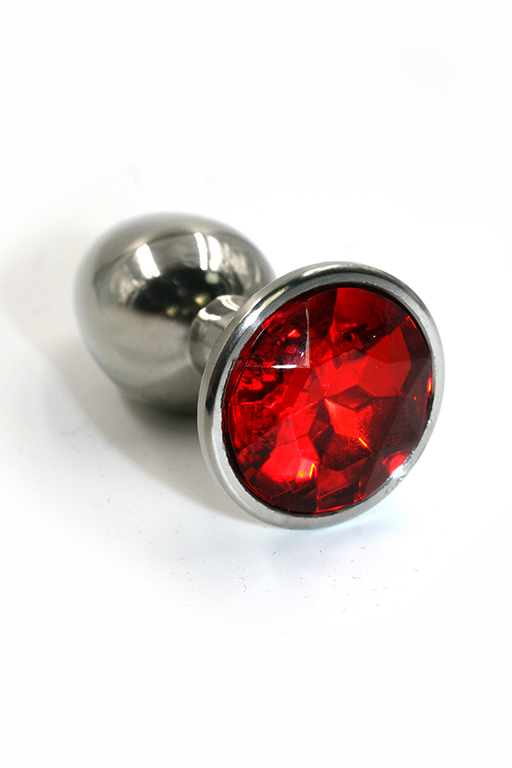 анальная пробка из аллюминия с ярко-красным кристаллом (small) в Краснодаре