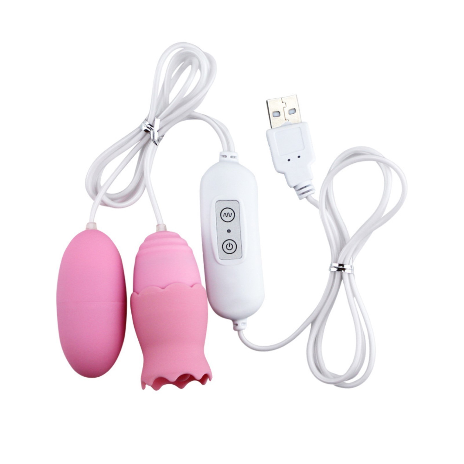 виброяйца с насадкой для сосков и клитора, 12 режимов, usb, силикон, розовый в Краснодаре