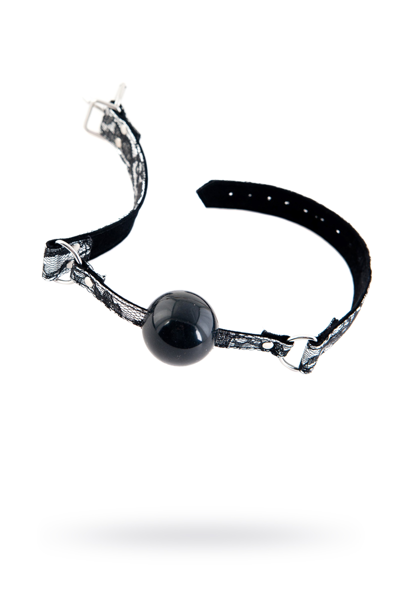 Кляп силиконовый TOYFA Marcus на кружевном ремешке, серебряный, 60 см