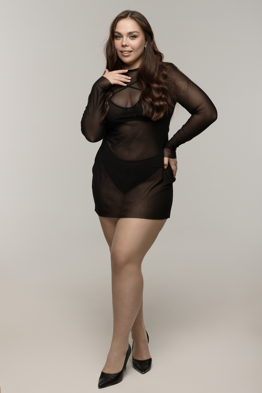 Эротическое платье pinkrabbit из эластичной сетки, чёрное в Краснодаре