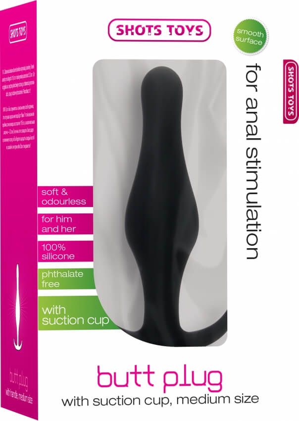 анальная пробка с ручкой shots toys m, черная в Краснодаре