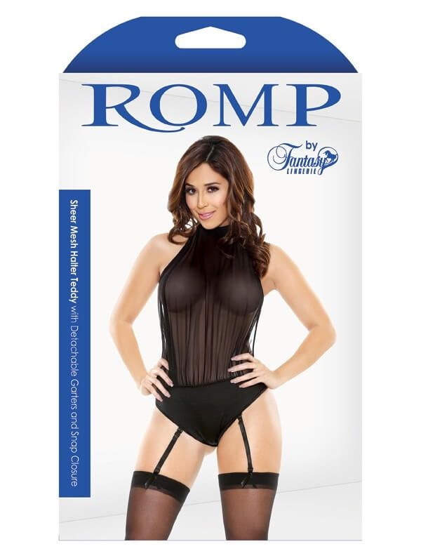 Эротическое боди fantasy lingerie sheer mesh halter teddy, черное в Краснодаре