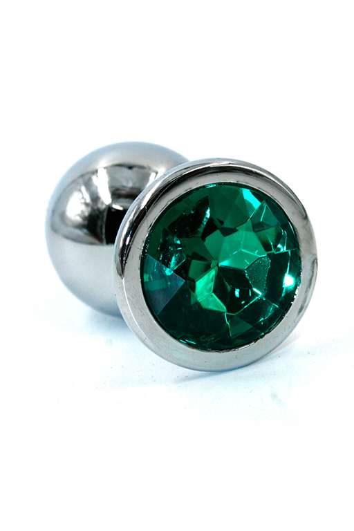 анальная пробка "medium" хромированная dark green в Краснодаре