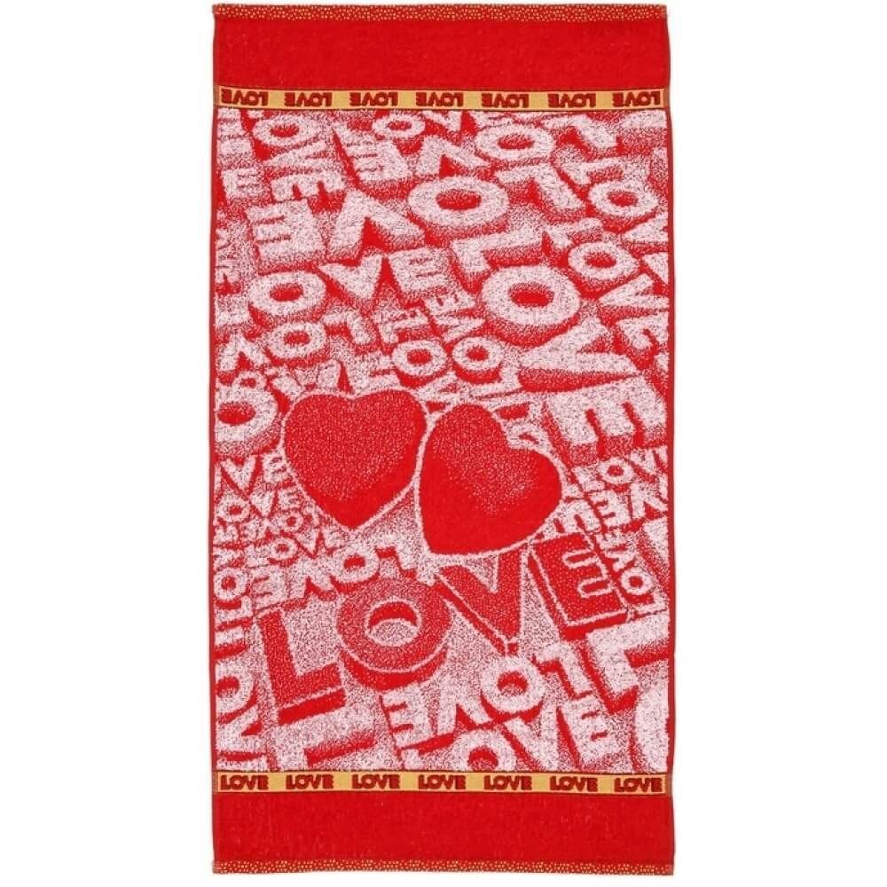 полотенце махровое сима ленд клинелли love, красное в Краснодаре