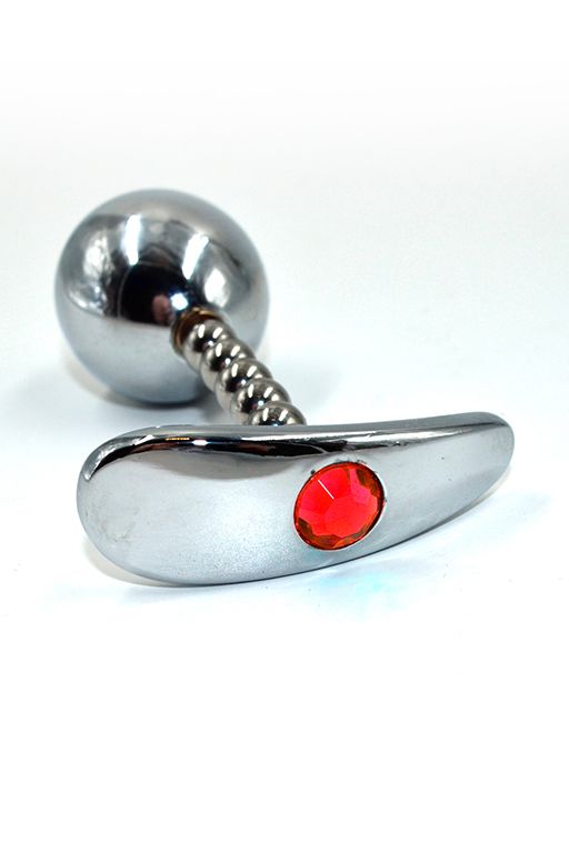 серебряная анальная пробка для ношения с красным кристаллом small в Краснодаре
