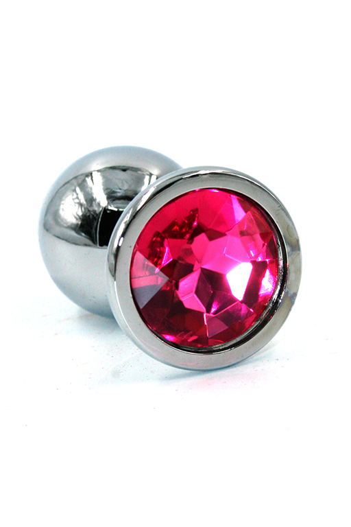 анальная пробка "medium" хромированная dark pink в Краснодаре